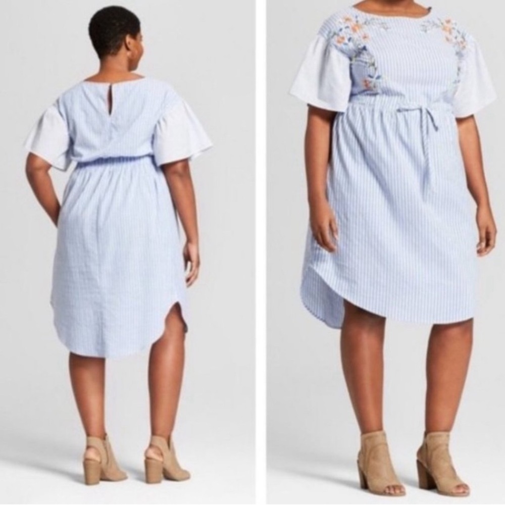 Ava & Viv Blue Flutter Sleeve Sundress